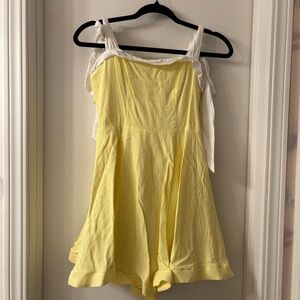 Yellow and White Sleeveless Dress